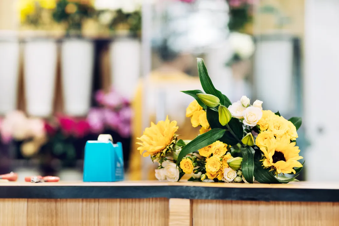 Frisch gebundener Blumenstrauß im Blumenladen Blattwerk Hamminkeln